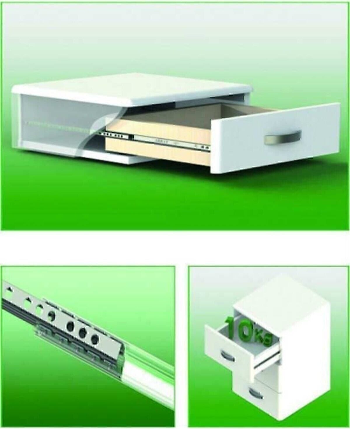 Metal Bilyalı Çekmece Rayı 17mm x 35cm Tek Açılım - Dayanıklı Mekanizma ile