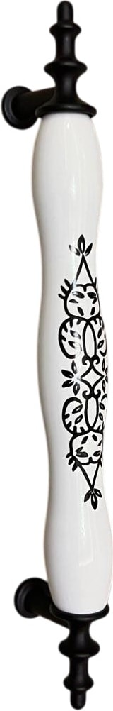 Porselen Kulp Siyah Taç Desenli 128MM(12.8CM) Ölçüsünde Ayakları Siyah Mobilya Kapak Çekmece Kulbu