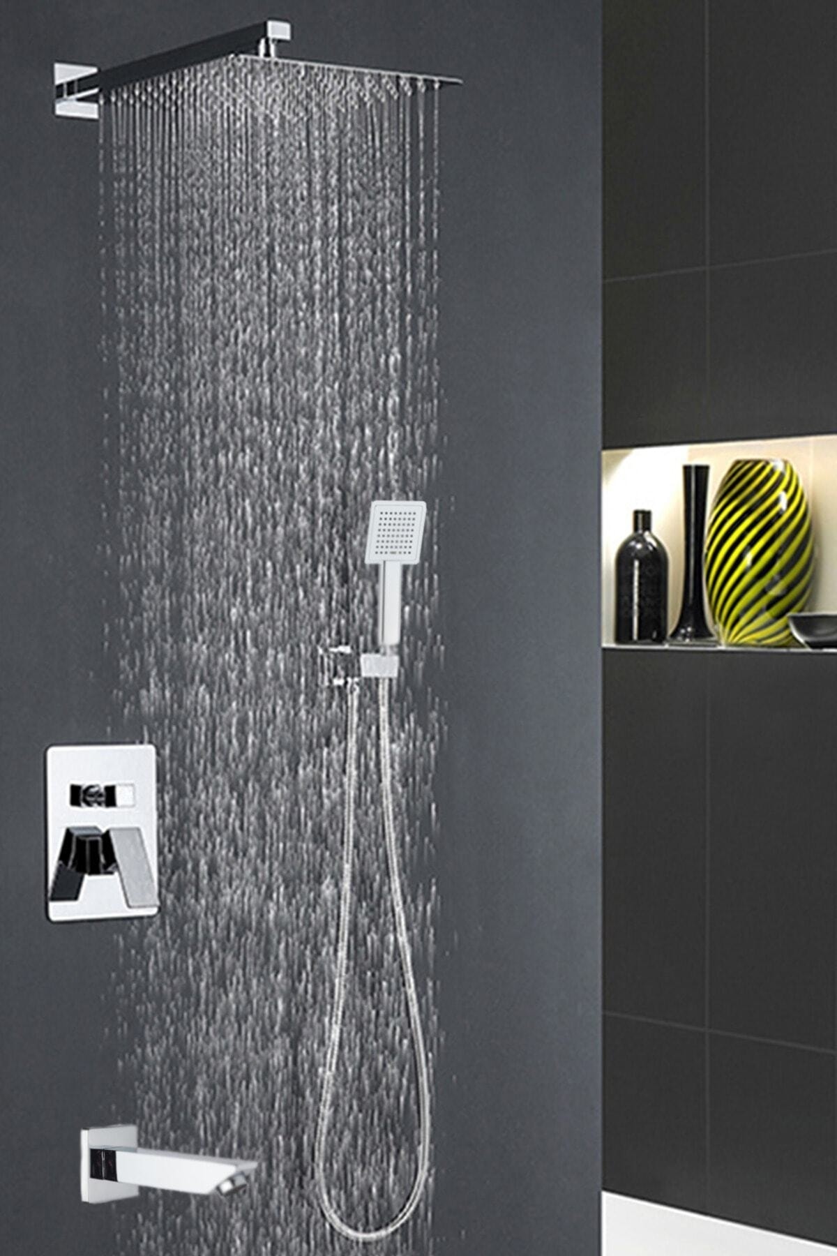 Banyo Bataryası Dahil Ankastre Panel Duş Seti Krom