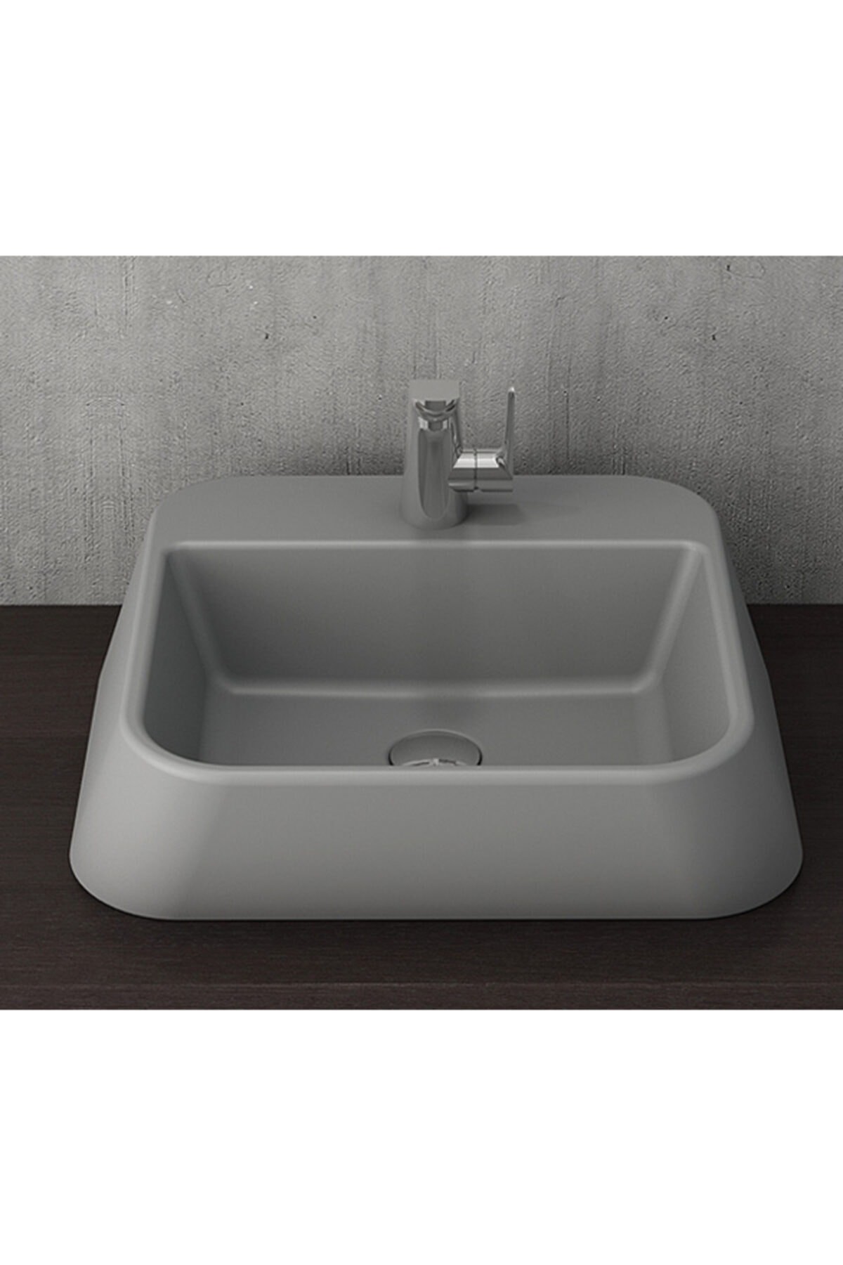 Firenze Batarya Banklı Çanak Lavabo Mat Gri 1074-006-0126