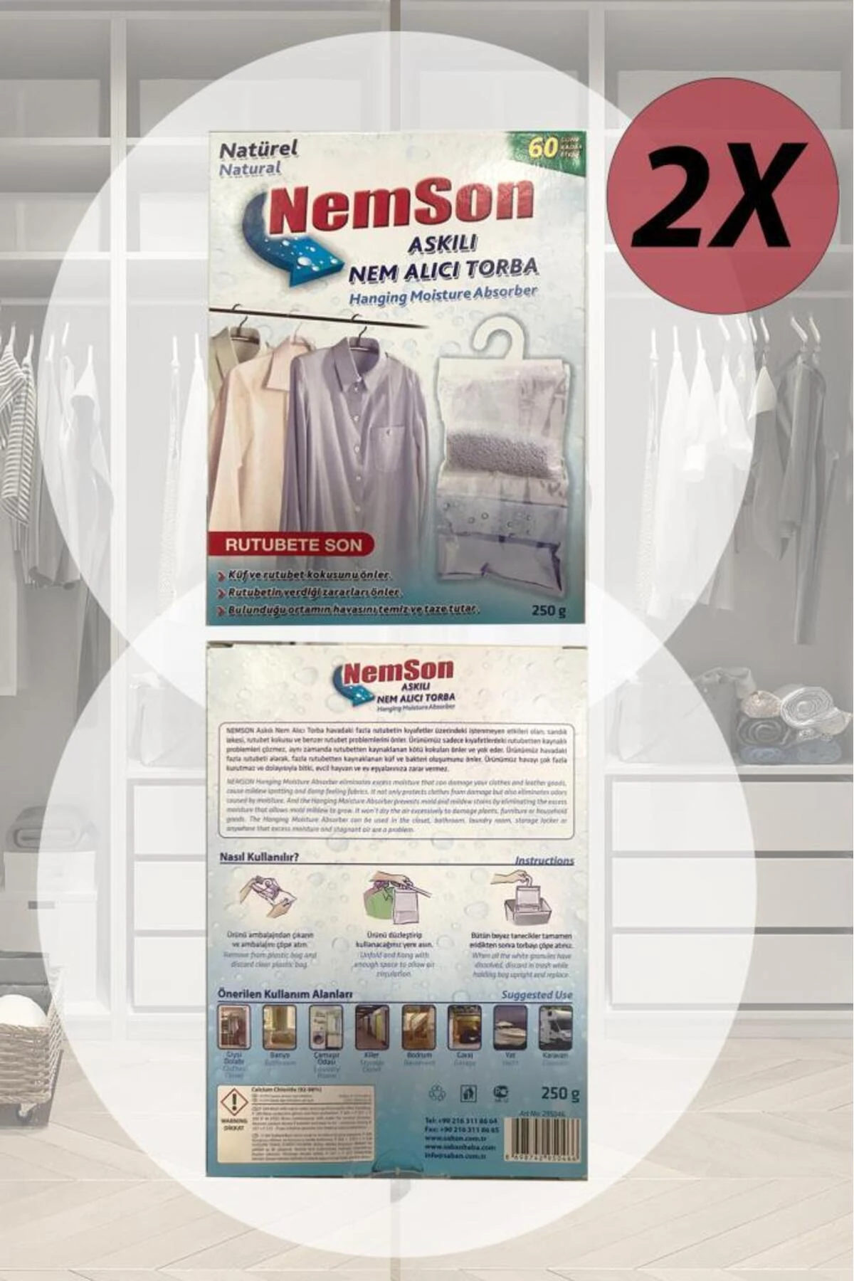 2 Adet 250 gr Askılı Dolap Içi Nem Alıcı