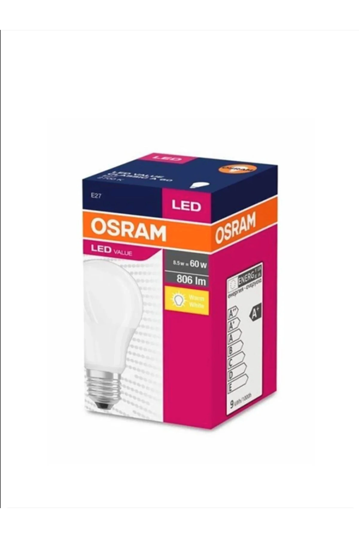 Led Value 8.5w (60W) Led Ampul Sarı Işık E27 (10'lu)