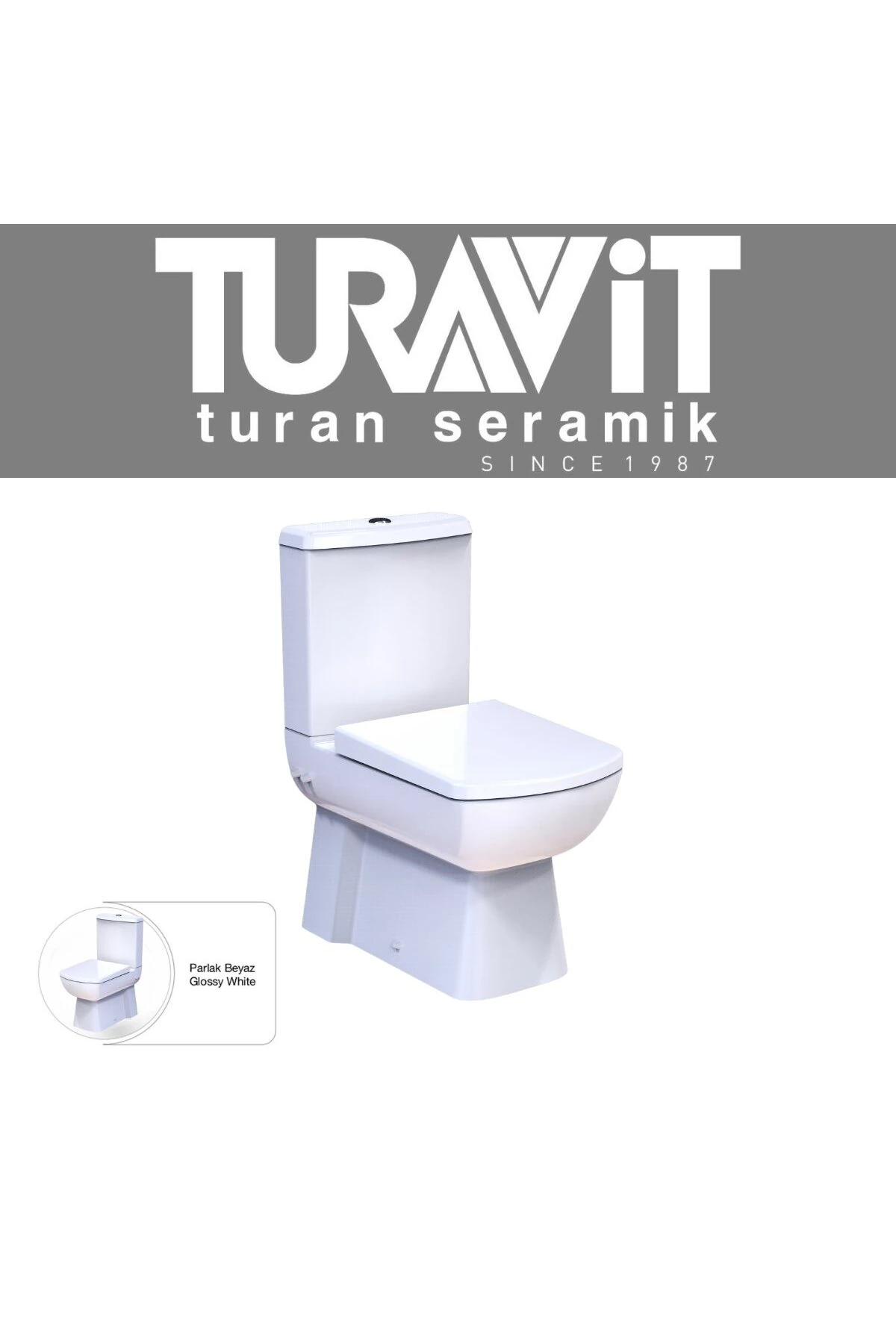 Turavit Plaza Beyaz Kanallı Duvara Sıfır Klozet Takımı PLZ1708, Nkp Yavaş Kapak
