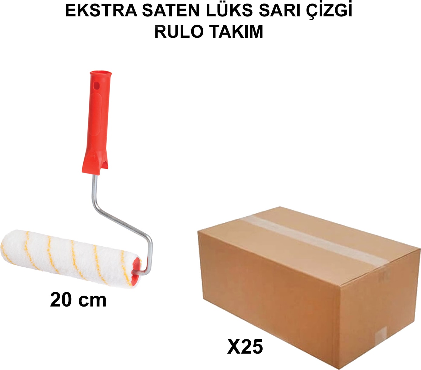 Izmir Fırça Arge Toptan Ekstra Saten Lüks Sarı Çizgi 20 Cm-25 Adet 012301