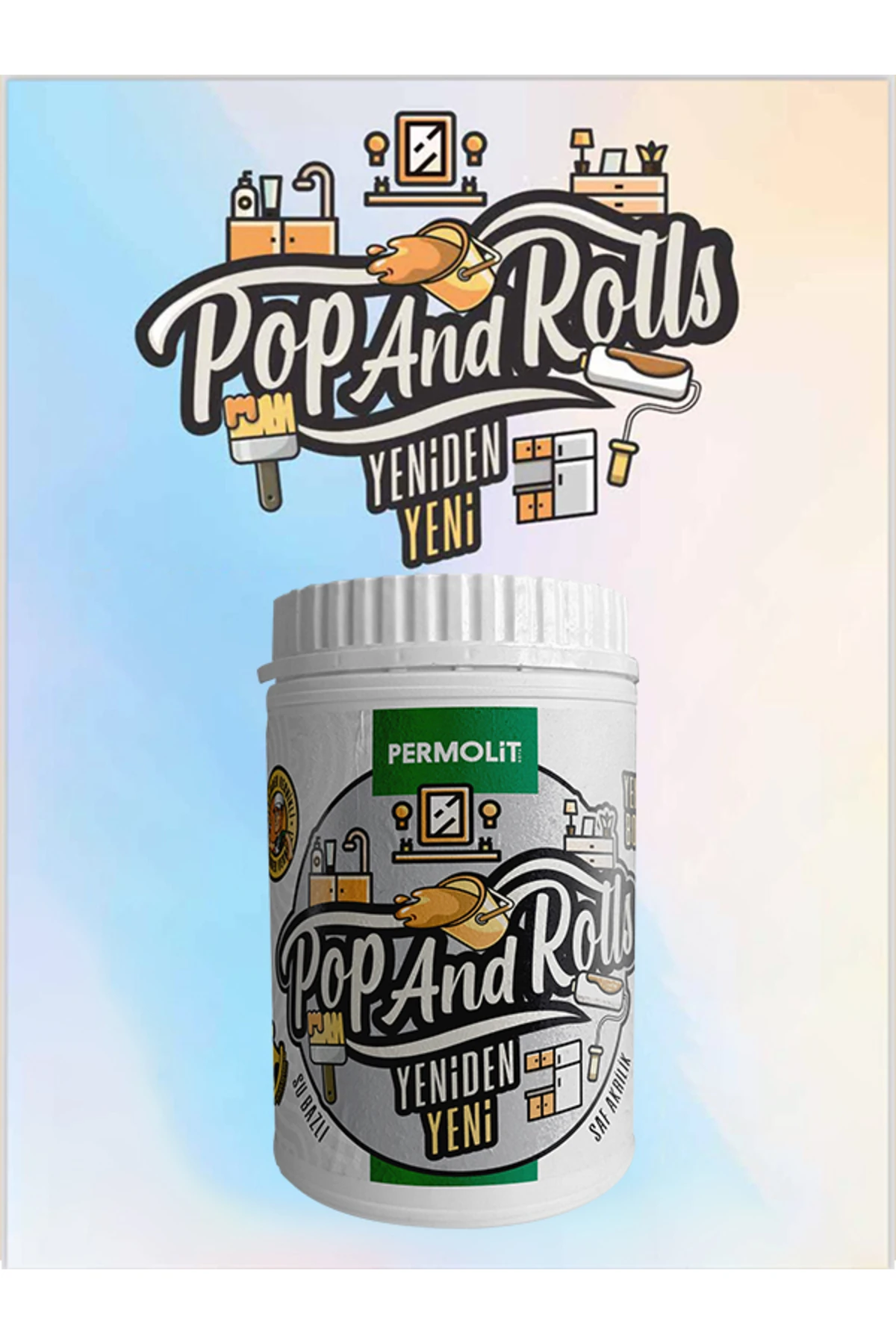 Pop And Rolls 1L - Tek Katla Yepyeni Görünüm! Fayans, Tezgah, PVC ve Ahşap Boya