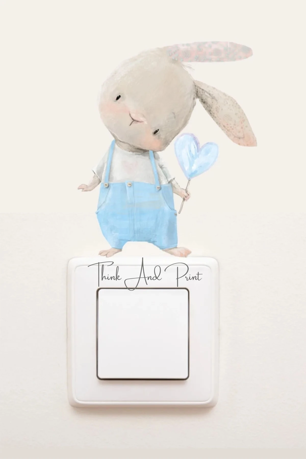 Priz - Mavi Tulumlu Tavşan Dekoratif Priz Sticker