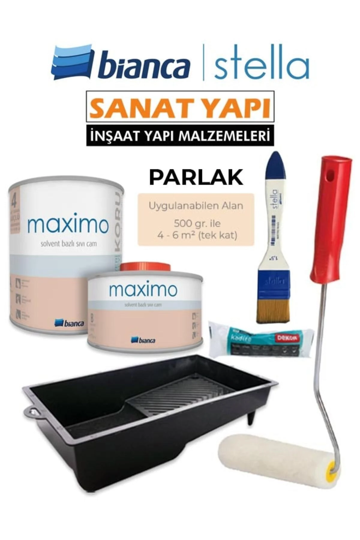 Maximo Sıvıcam Parlak +İpek fırça+Rulo+Tava+Dekor başlık