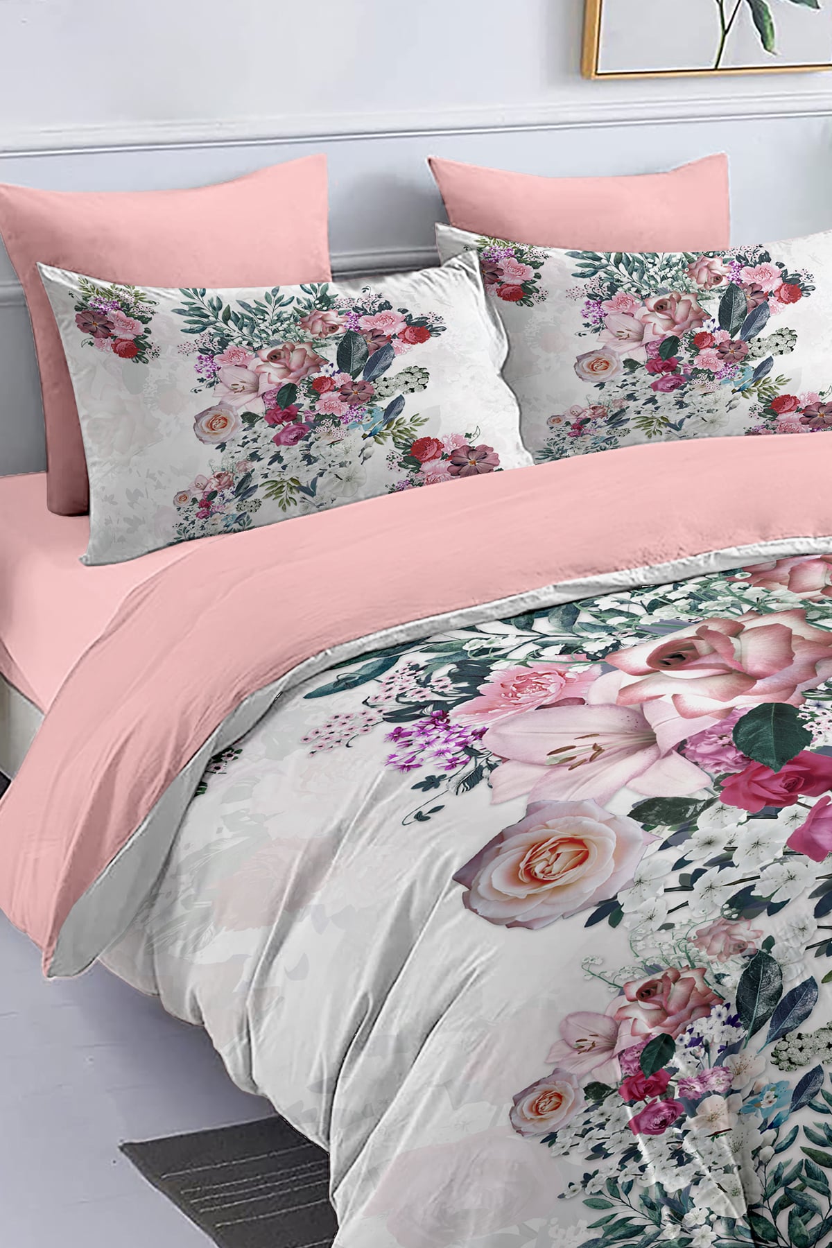 Çift Kişilik Nevresim %100 Pamuk Oeko-tex®Sertifikalı Özel Dokuma Çiçekli Flower Dream