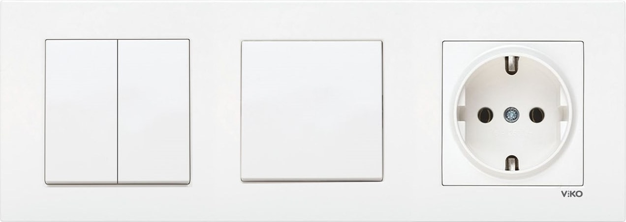 Karre Beyaz 3'lü Set Komütatör, Anahtar ve Topraklı Priz Set