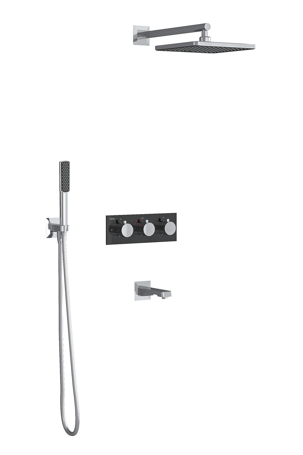 Lande Termostatik Üç Yönlü-Siyah Camlı