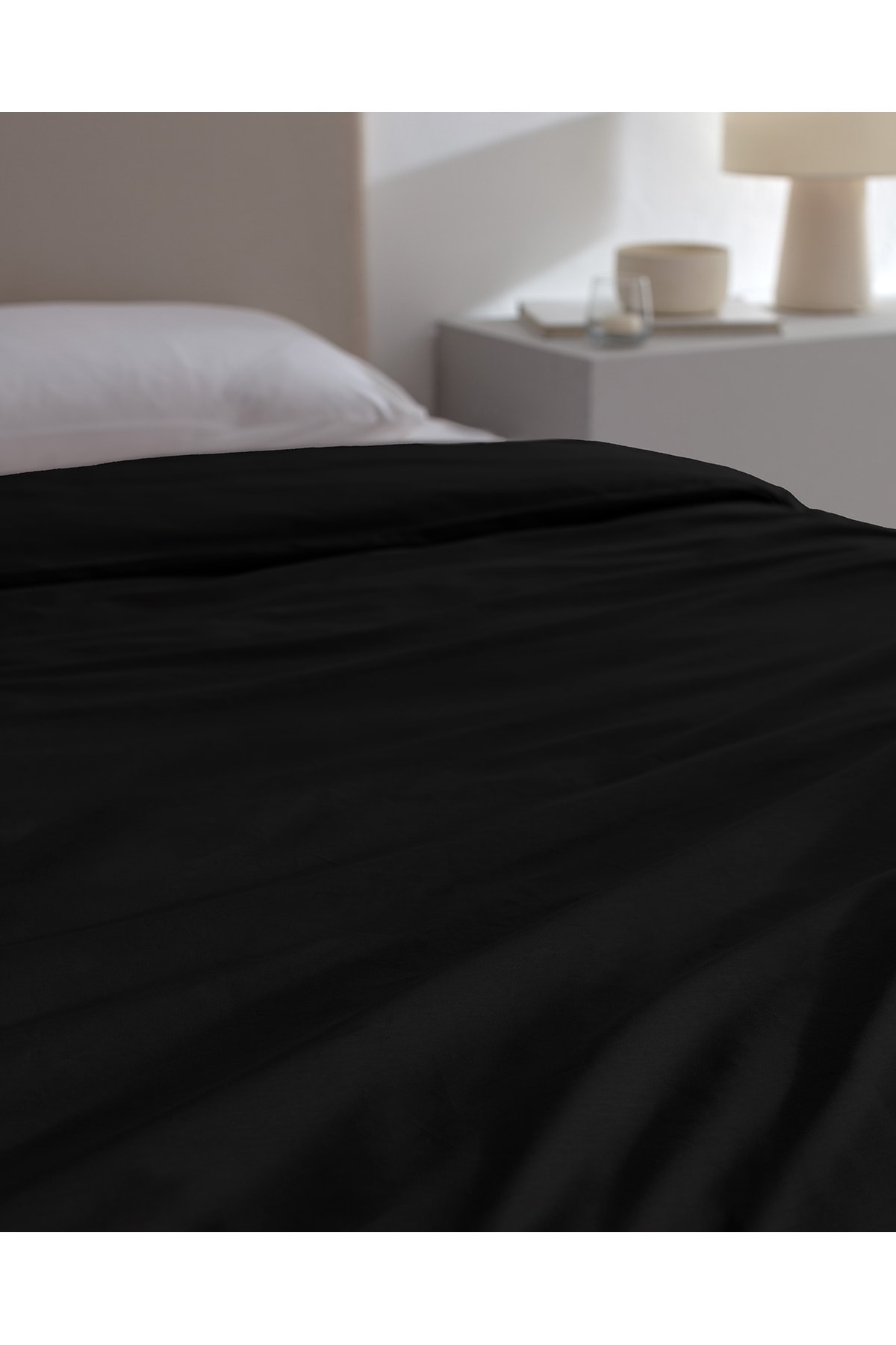 Manon King Size %100 Pamuk Ranforce Düz Nevresim - Siyah