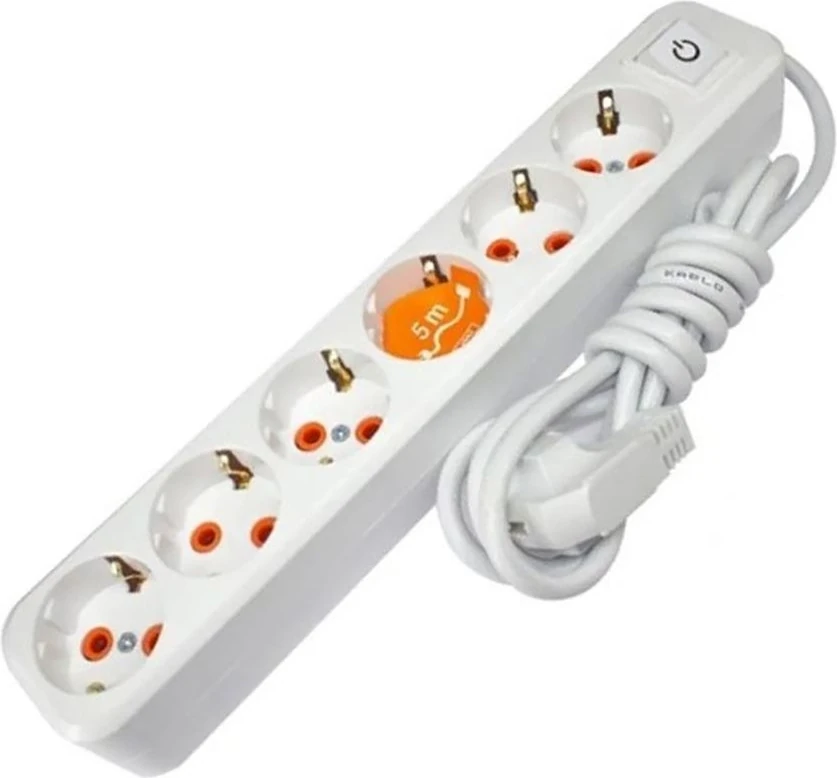 Asel 6'lı Grup Priz Anahtarlı 5mt