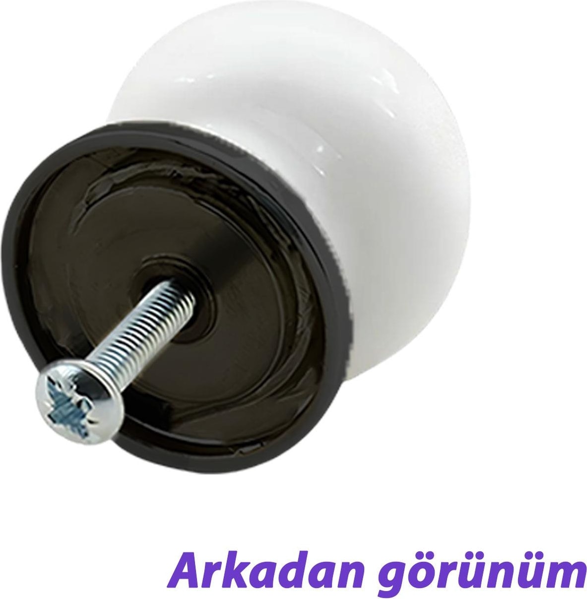 Siyah Gül Desenli Beyaz Polimer Düğme Kulp Siyah Tablalı Mobilya Mutfak Dolabı Çekmece Kulpları