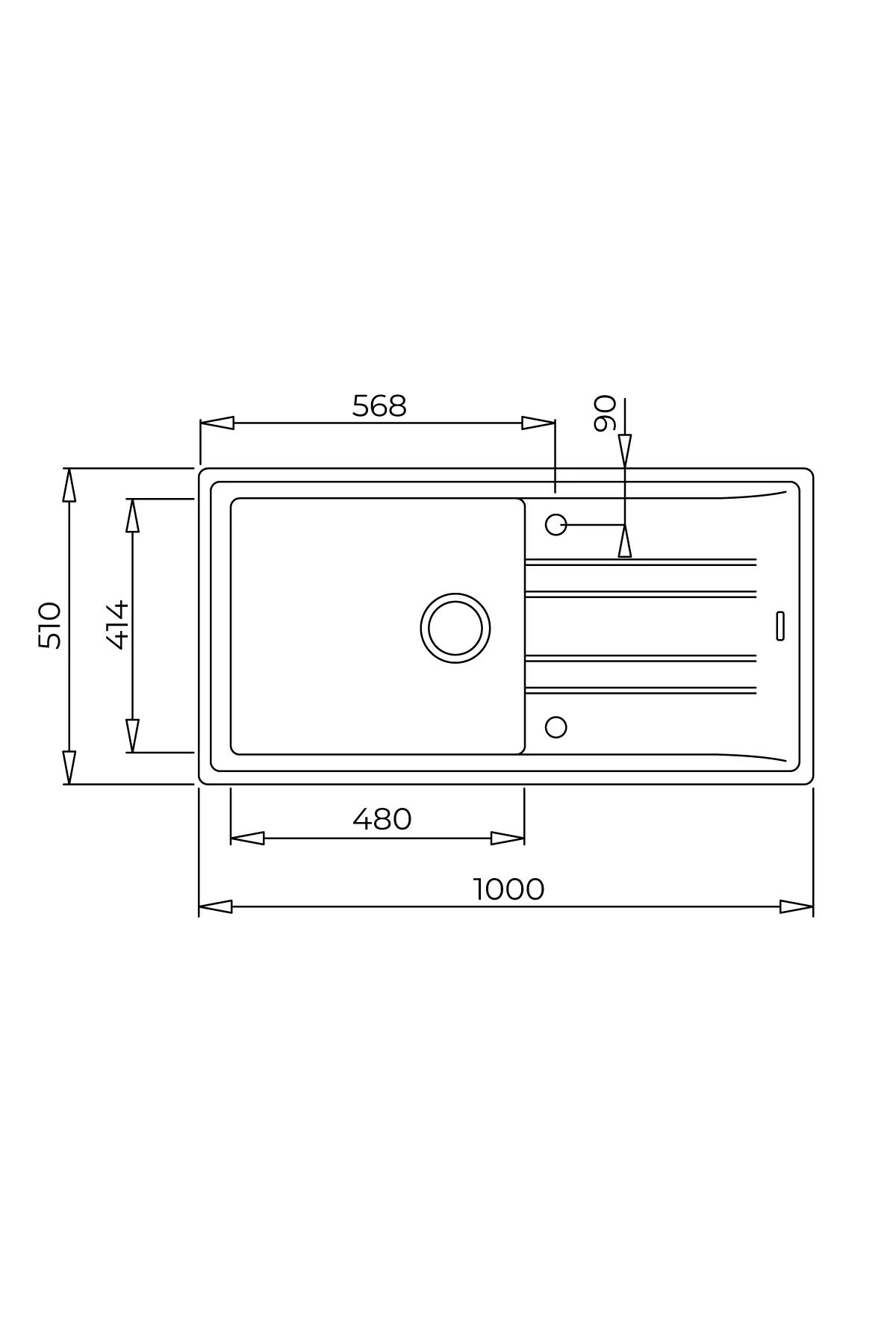 Stone 60 L-tg Tek Gözlü Tezgahüstü Beyaz Granit Evye