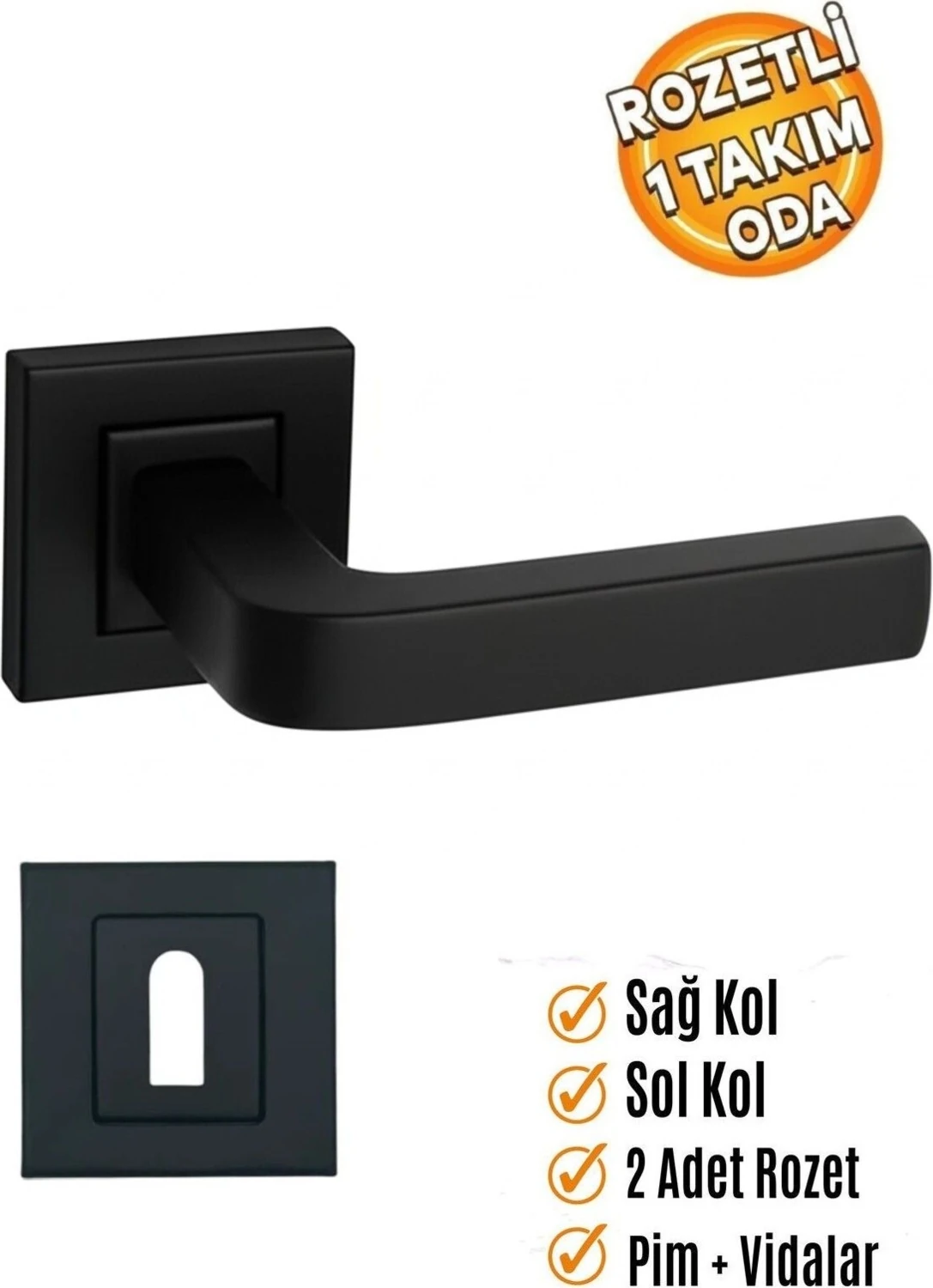 Paslanmaz Çelik Siyah Kare Kapı Kolu Takım, Şık ve Dayanıklı Tasarım