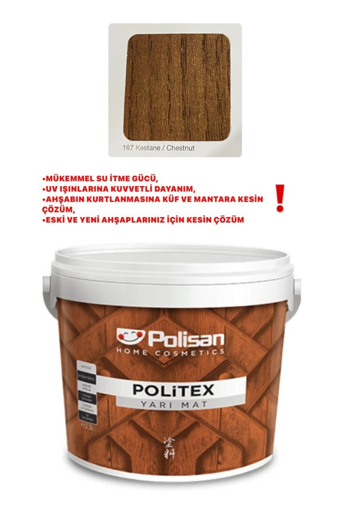 Politex Yarı Mat Dekoratif Vernik - Kestane