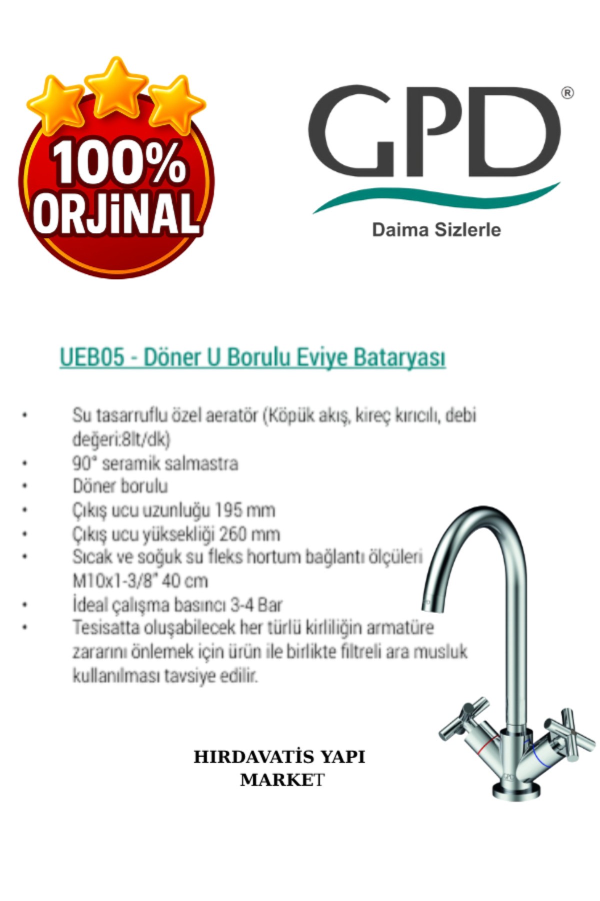 Nino UEB05 Döner U Borulu Eviye Bataryası