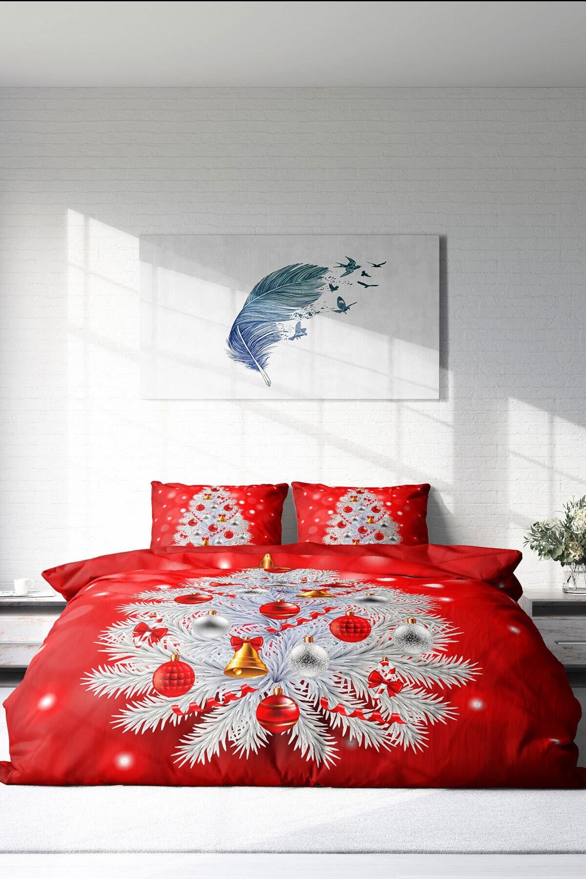 Kıng Sıze Ny Pine 3d Dijital Baskılı Çift Kişilik Nevresim Takımı 220x240cm