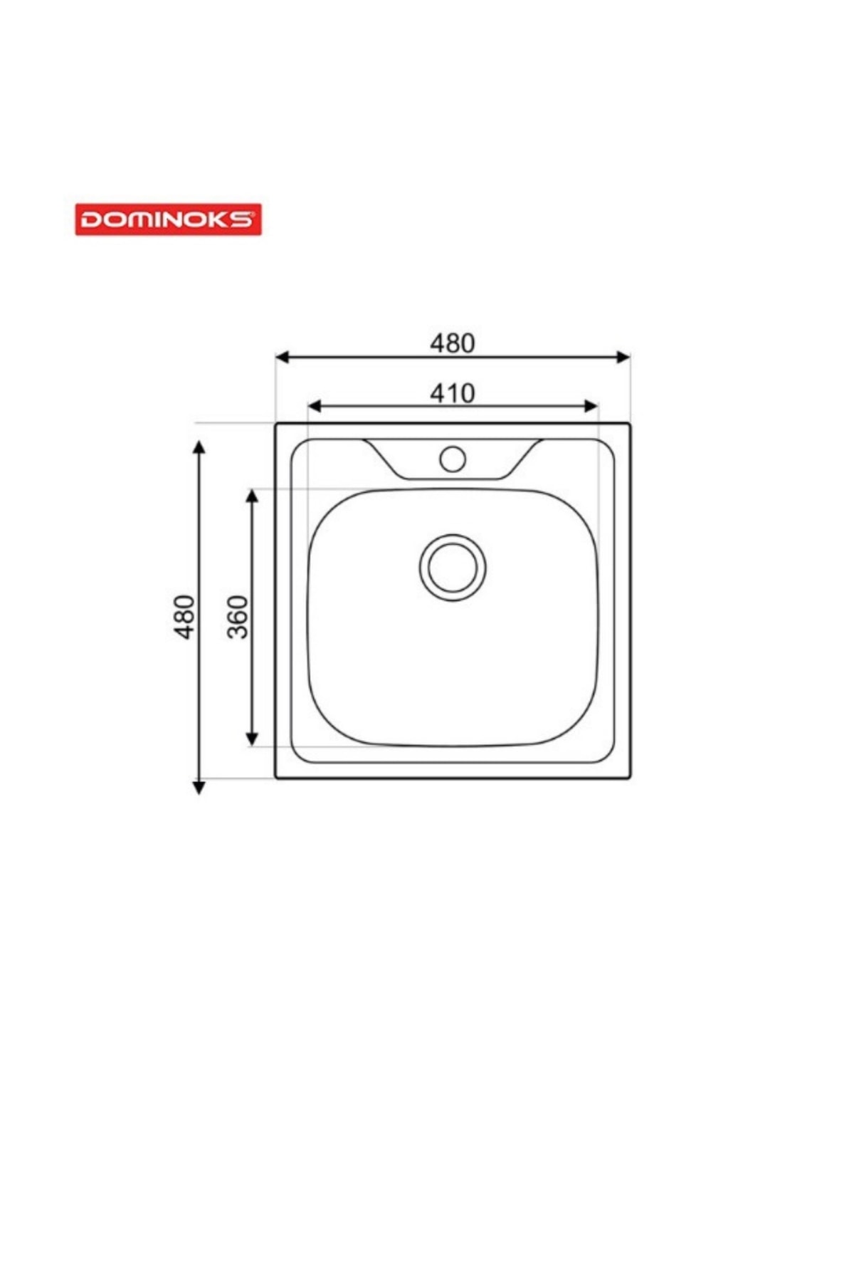 Cunda48 Düz Tek Göz Tezgah Üstü Krom Evye (48X48CM)