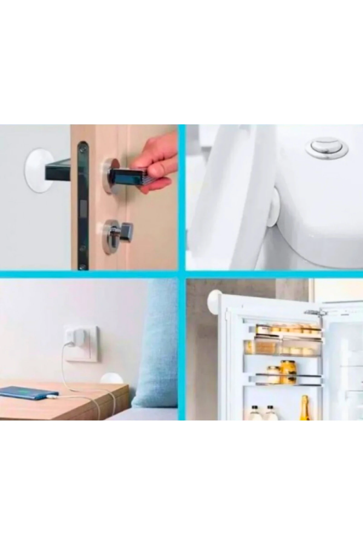 6 Adet Şeffaf Silikon Kapı Kolu Mobilya Koruma Çift Taraflı Yapışkanlı Stoper Duvar Koruyucu Seti