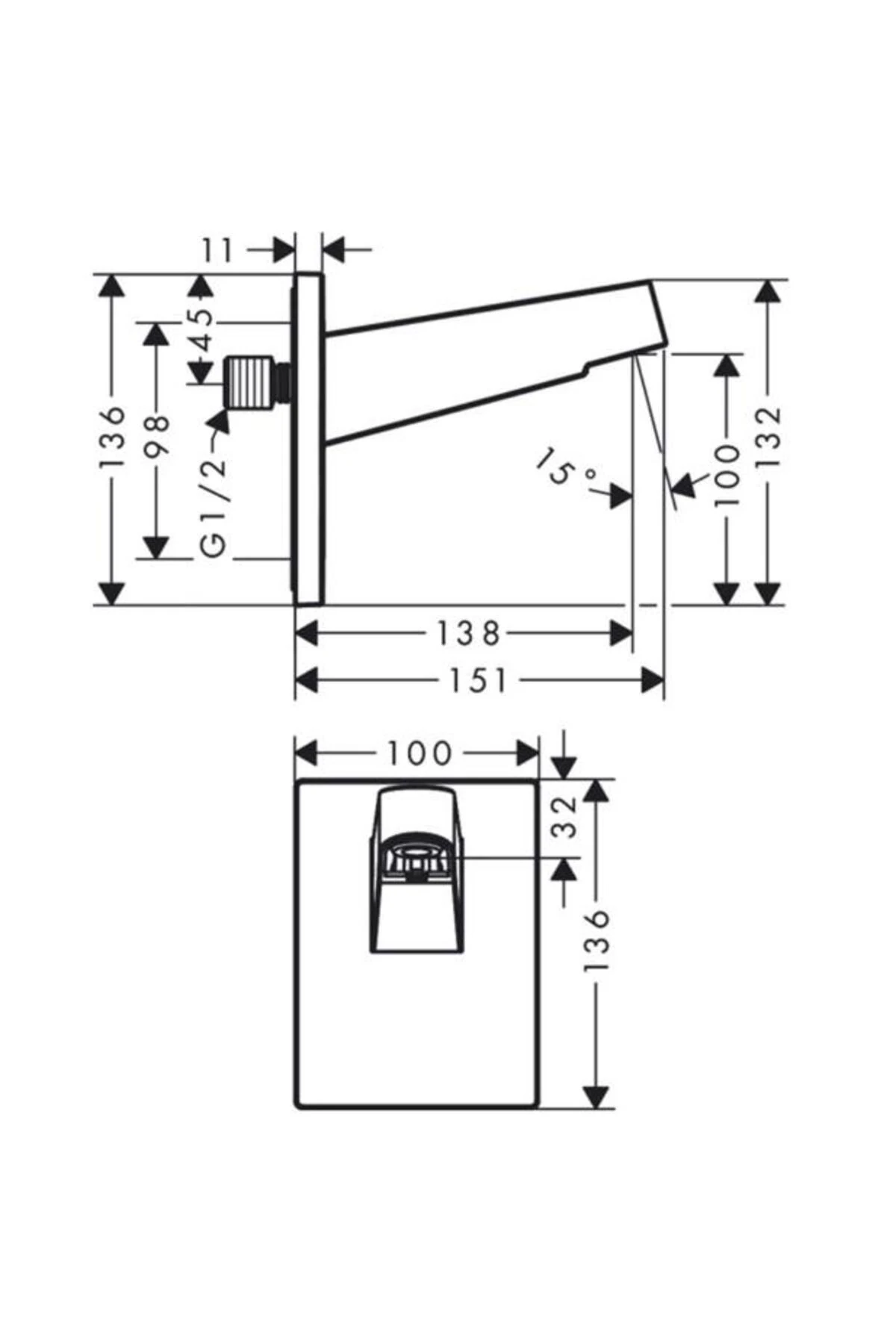Pulsify Duvar Bağlantısı Tepe Duşu 260 için - 24149000