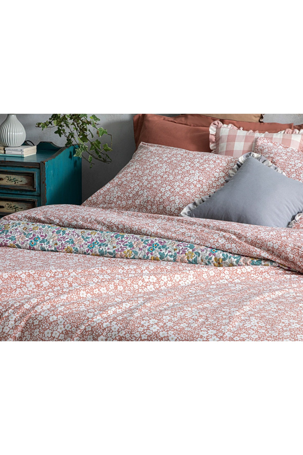 Liberty Bloom Pamuklu Çift Kişilik Nevresim Seti 200x220 Cm Tarçın