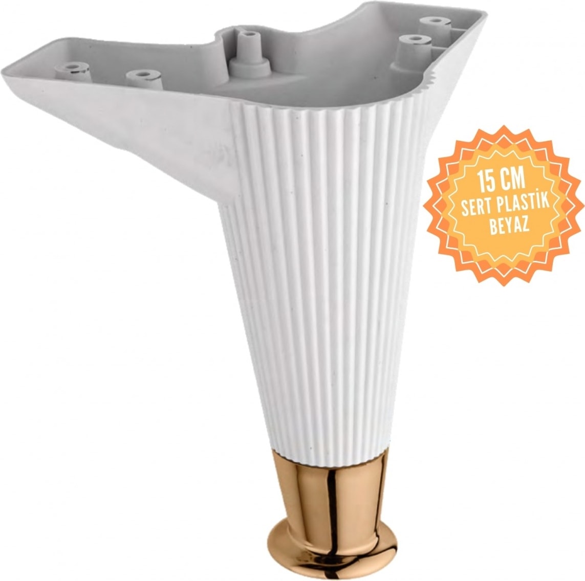 Nefes Beyaz 15 cm Plastik Mobilya Ayağı, Lüks Metal Mobilya Ayak, Koltuk, Dolap, Şifonyer Ayak