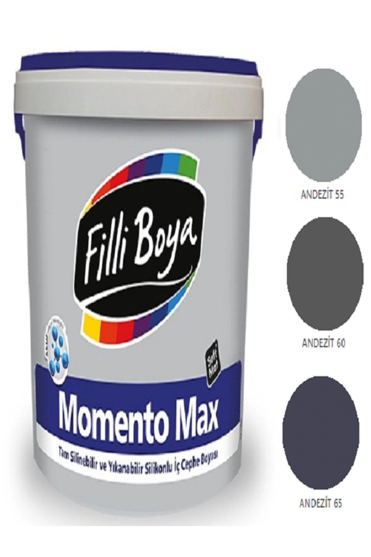 Filli Momento Max Tam Silinebilir Yıkanabilir Silikonlu Mat Boya 2,5lt (andezit 60)