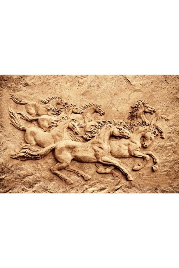 3 Boyutlu Kabartma Atlar Relief Duvar Kağıdı