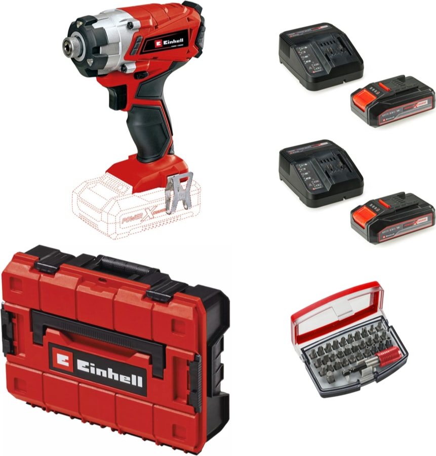 EİNHELL Te-Cı 18/1 Li - Solo Torklu Darbeli Matkap + 2 x 2.5 Ah Starter Kit Akü (Çanta ve Bits Uç Dahil)