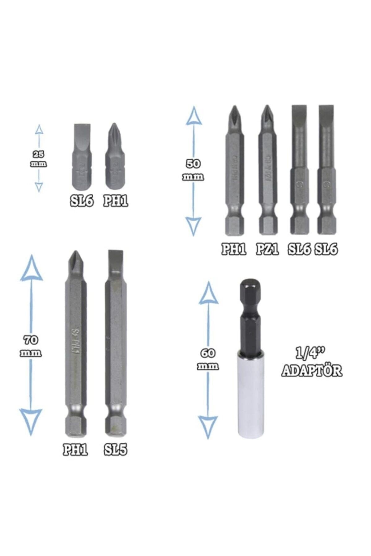 Bb1017 1/4 T Cırcırlı Tornavida Bits Set 10 Parça Hobi Tamir Seti