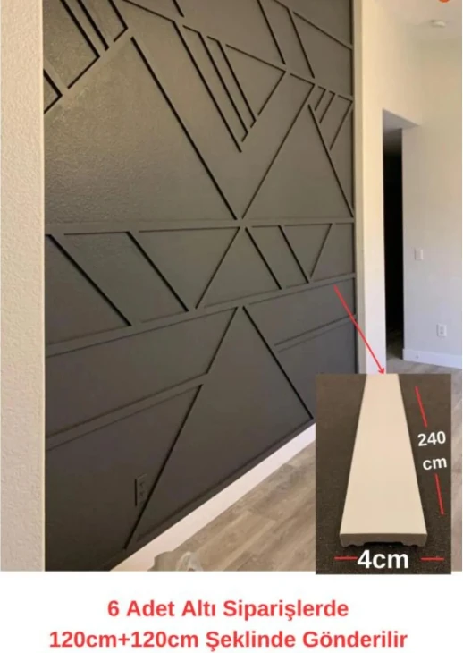 Dekoratif Boyanabilir 1 Adet 4 cm Düz Polistren Duvar Çıtası