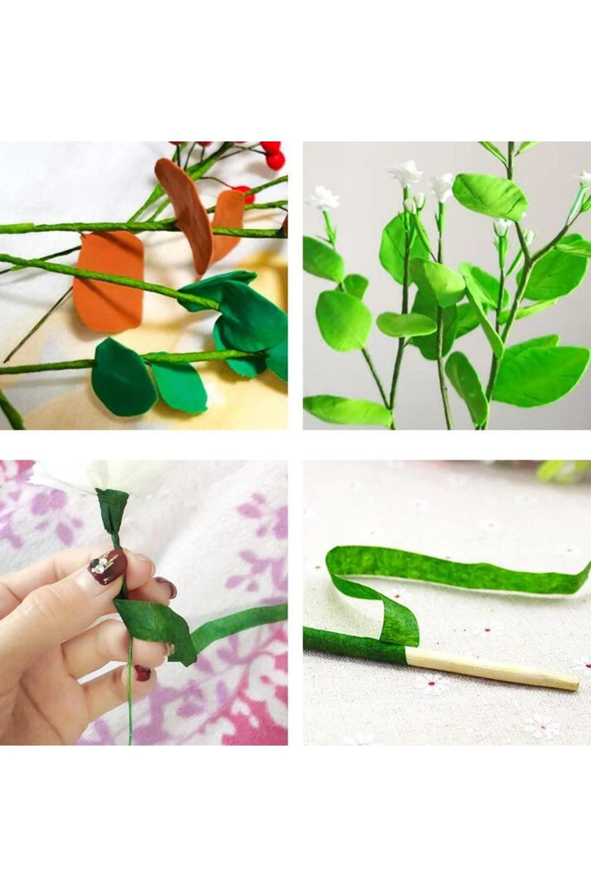 Çiçekçi Bandı 40 metre Yeşil Renk Yapay Çiçek Latex Köpük Çiçek Sapı Sarma Yeşil Bant