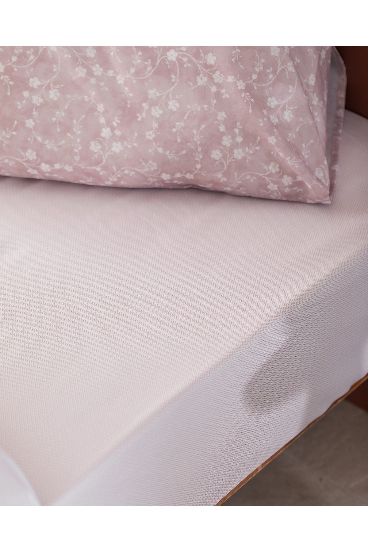 Fiance Tek Kişilik Pamuklu Baskılı Nevresim Takımı - Pudra