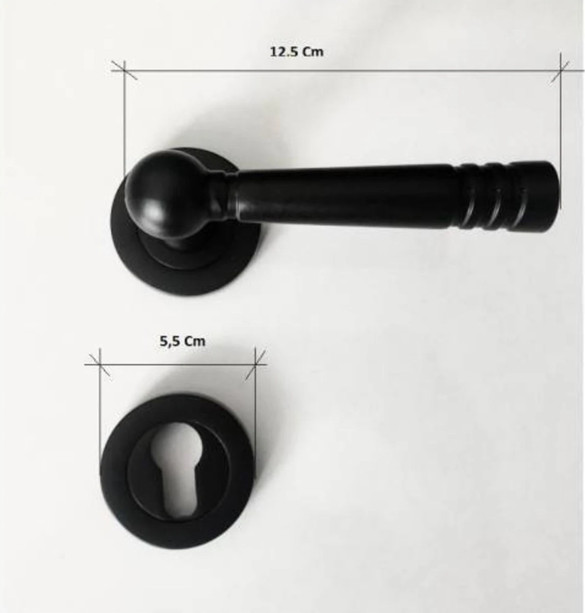 Siyah Çelik Kapı Kolu Osmanlı Rozetli Sağ Aşağı Basar 1 Adet