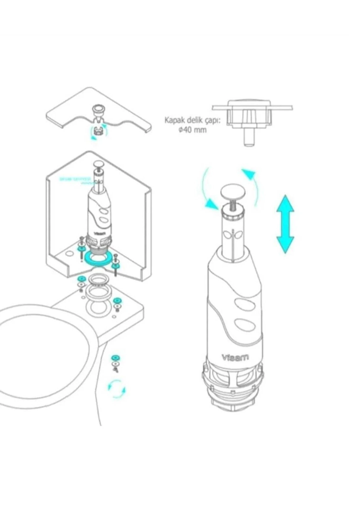 Teos Basmalı Klozet Rezarvuar Iç Takım