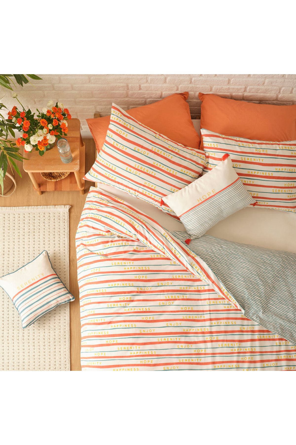 %100 Pamuk Ranforce Serenity King Size Nevresim Seti (240x220 cm)