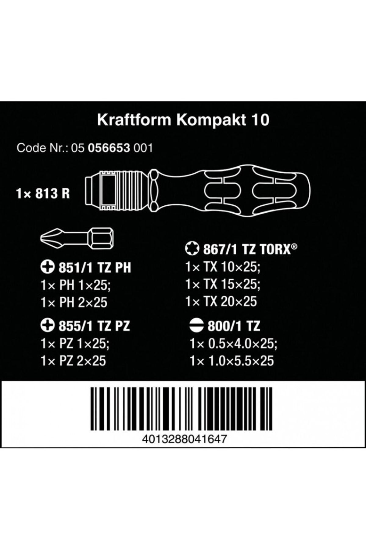 WERA K. Kompakt Micro Tornavida 10 Lu Set 05056653001