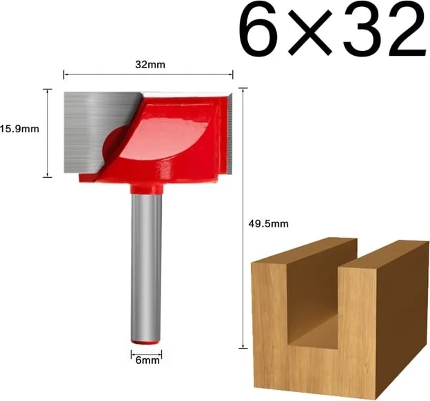 6X32MM 6mm Shank Yüzey Planya Alt Temizleme Ahşap Freze Cnc Kesici Gravür Bıçağı Yönlendirici Bit Ağaç Işleme Aleti 10-32MM (Yurt Dışından)