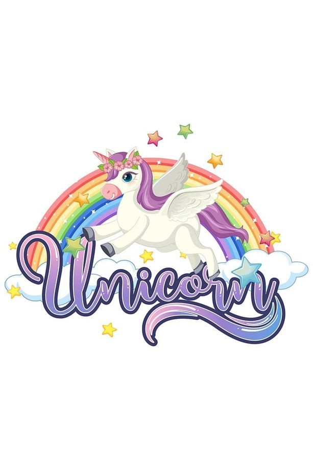 Unicorn Boynuzlu Renkli At Çocuk Odası Kendinden Yapışkanlı Duvar Folyosu