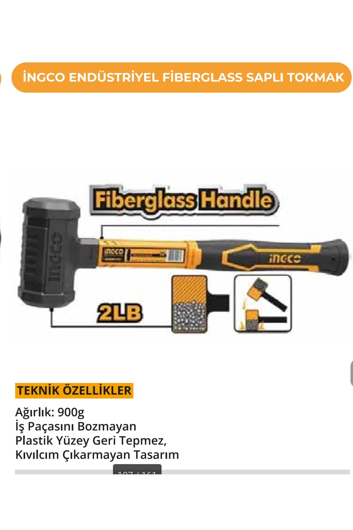 İNGCO FIBER GLAS SAPLI PİLASTİK TOKMAK