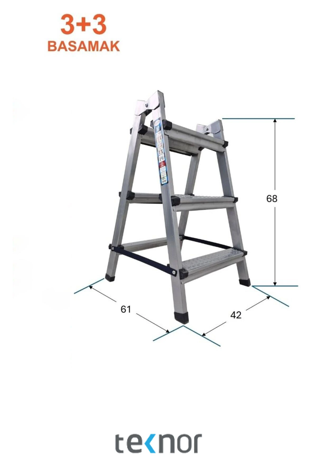 Kutlu Çift Taraflı 3+3 Metal Merdiven