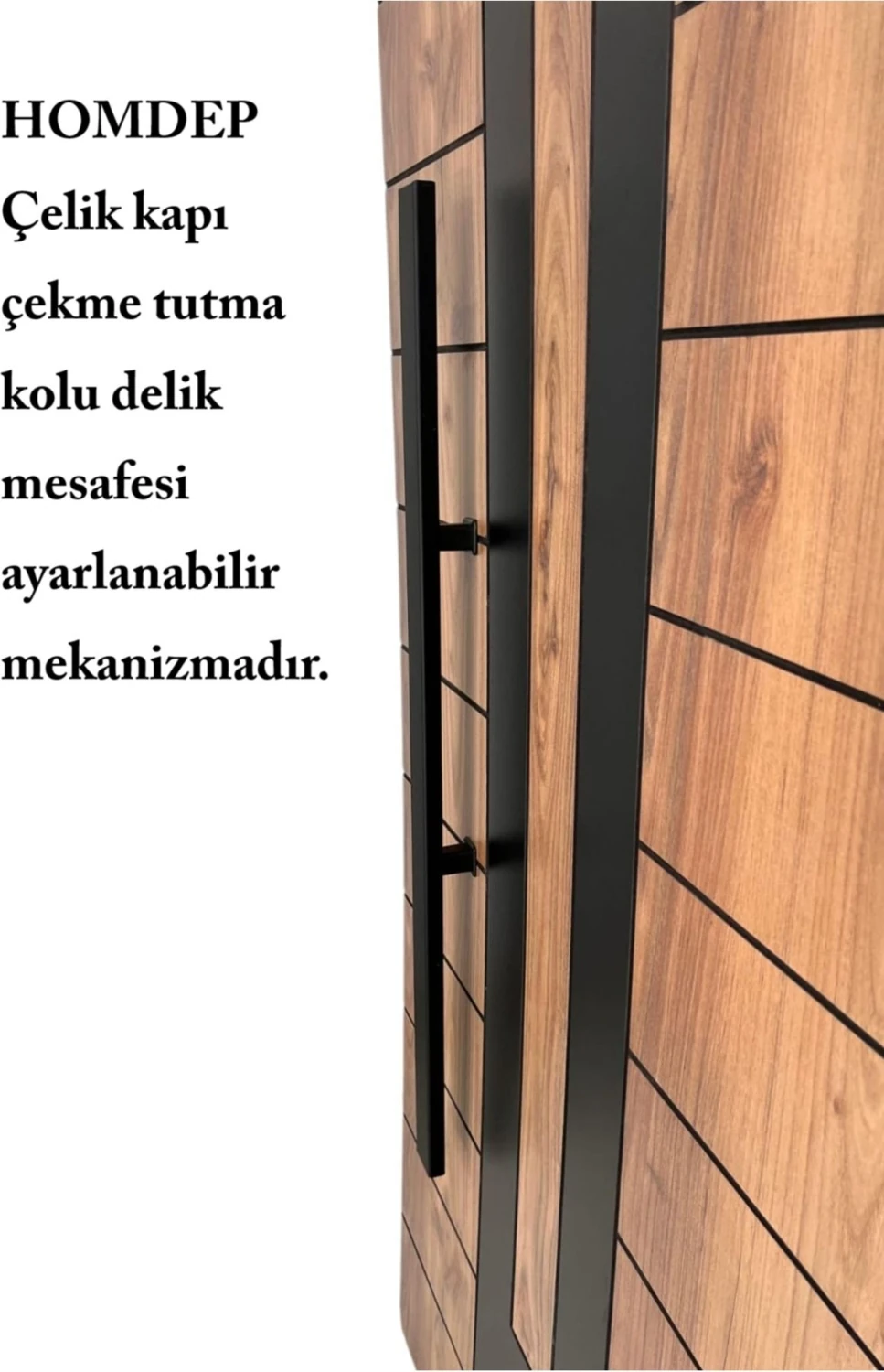 Siyah Dikdörtgen Çelik Kapı Kolu, 90CM, Dayanıklı ve Şık Tasarım
