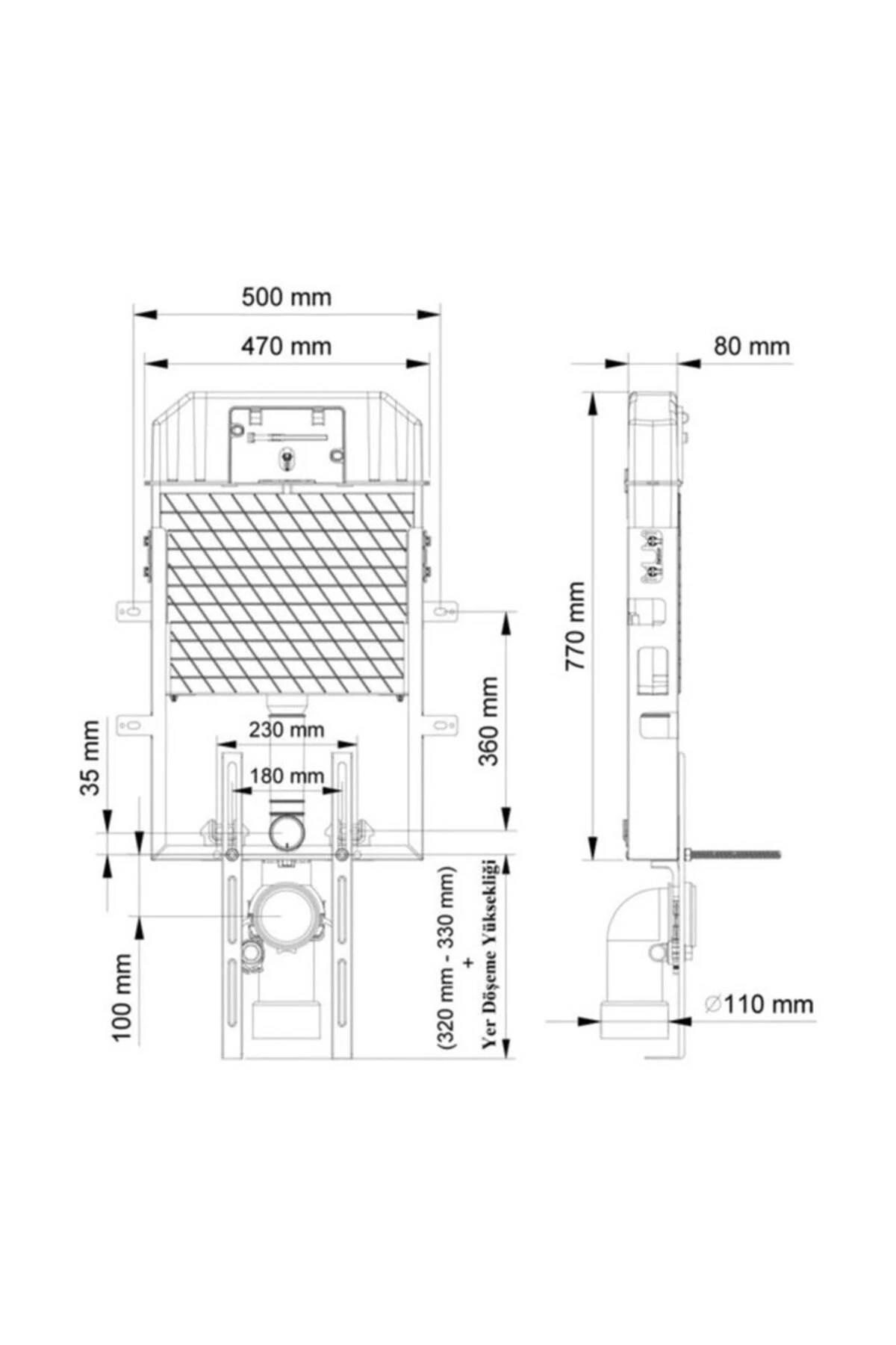 Slim 80 Gömme Rezervuar (ASMA KLOZET) (KUMANDA PANELSİZ)