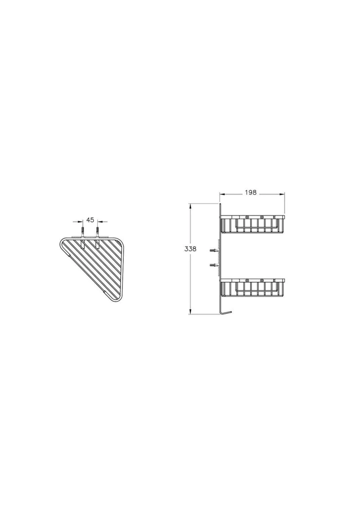 Base 300 Süngerlik (İkili Köşe Raf) Krom A44163