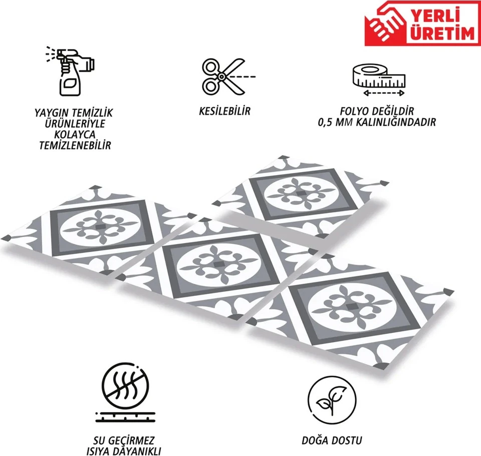 Kendinden Yapışkanlı Geometrik 02 Desenli Pvc Karo 30X30 cm (33 Adet) 3m2