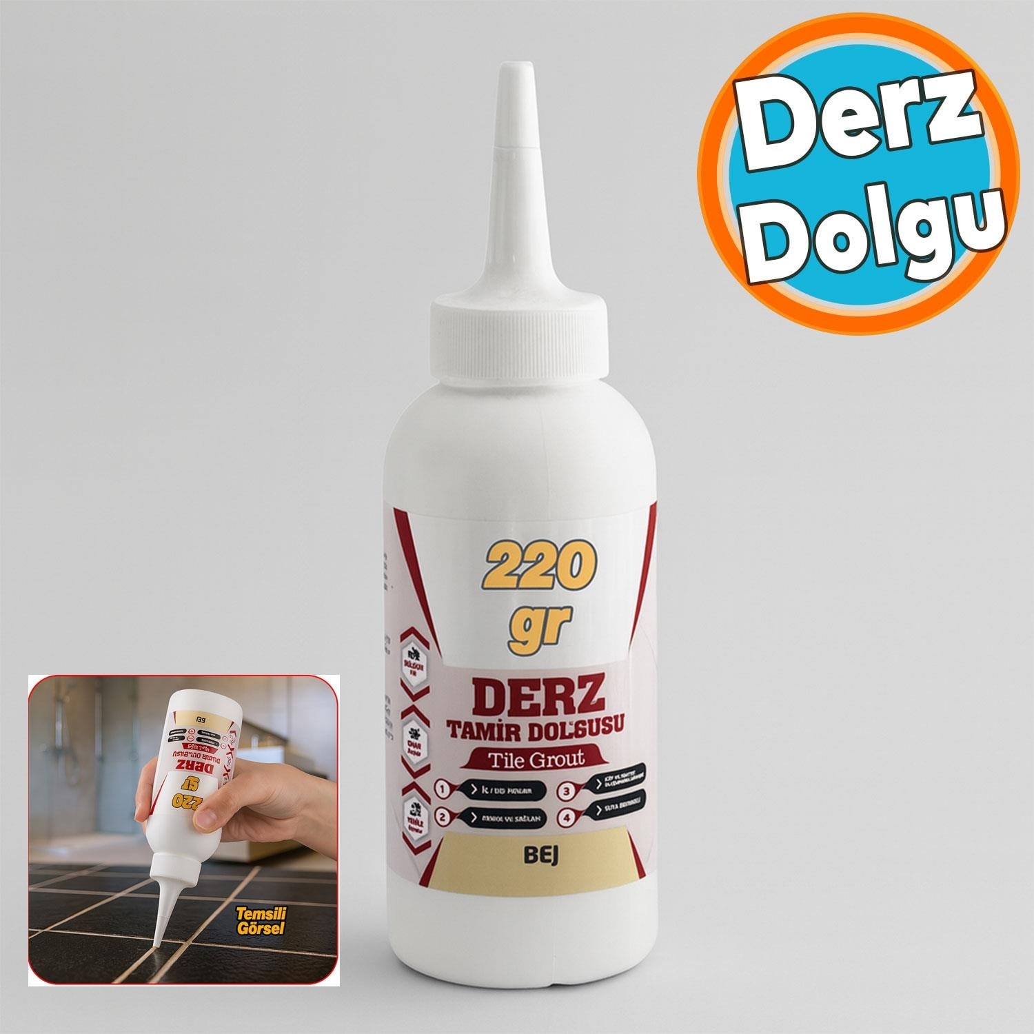 Hazır Derz Dolgu Fayans Seramik Mermer Yer Duvar Için Tamir Derz Yenileme Dolgusu 220 gr Bej Renk