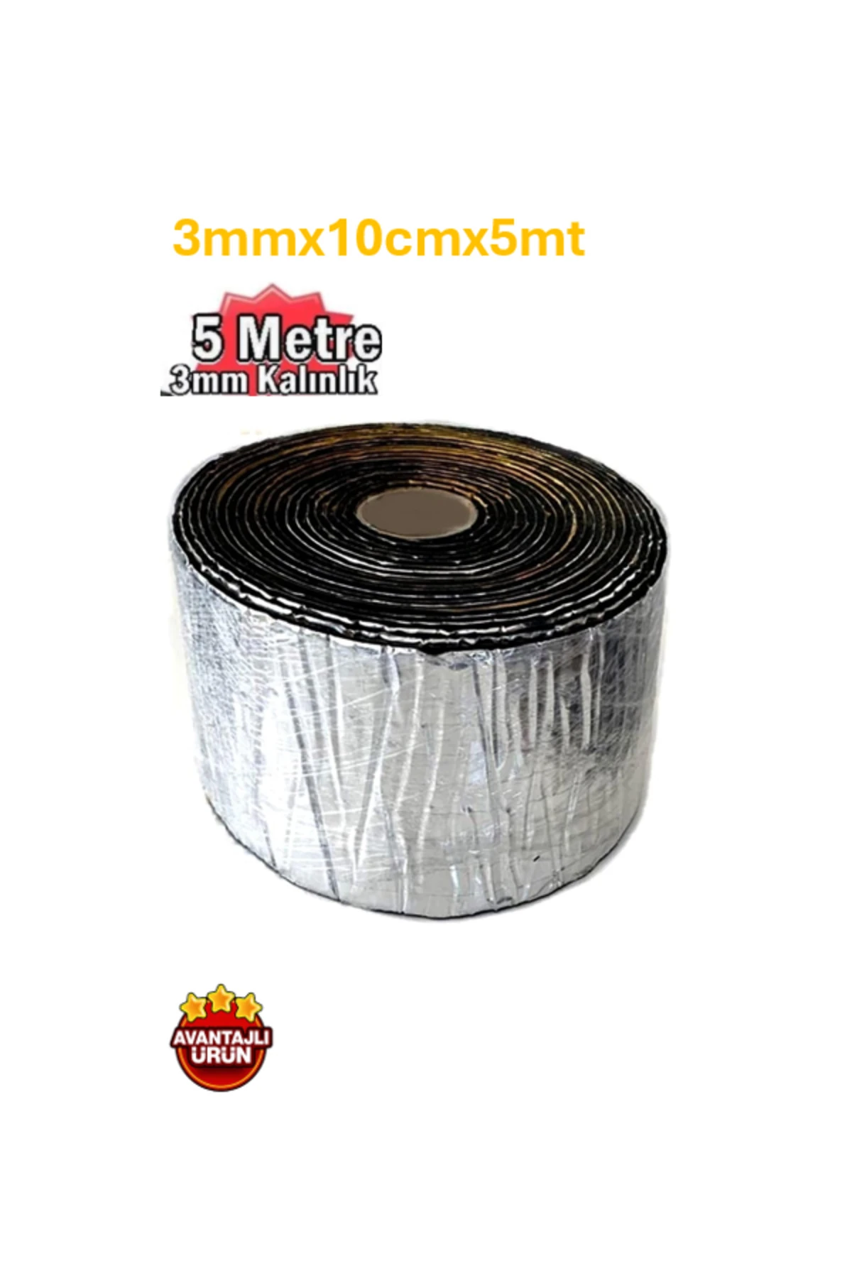 Folyolu Kauçuk Bant 3mmx10cmx5mt Isı Ve Ses İzolasyon Bandı Alüminyum Kauçuk Yalıtım Bandı