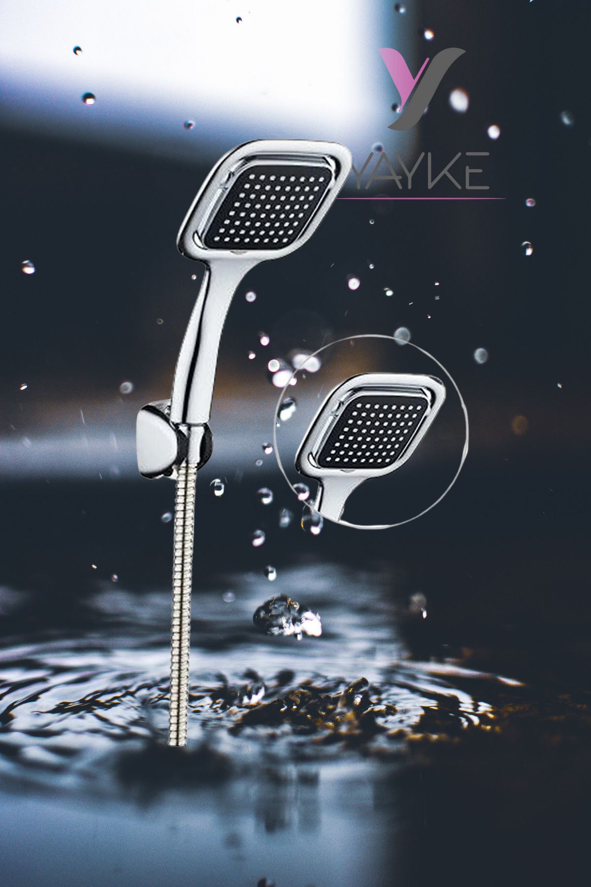 Siyah Karemsi Duş Telefonu Banyo Duş Seti Hortum Mafsal Ve Başlık Set