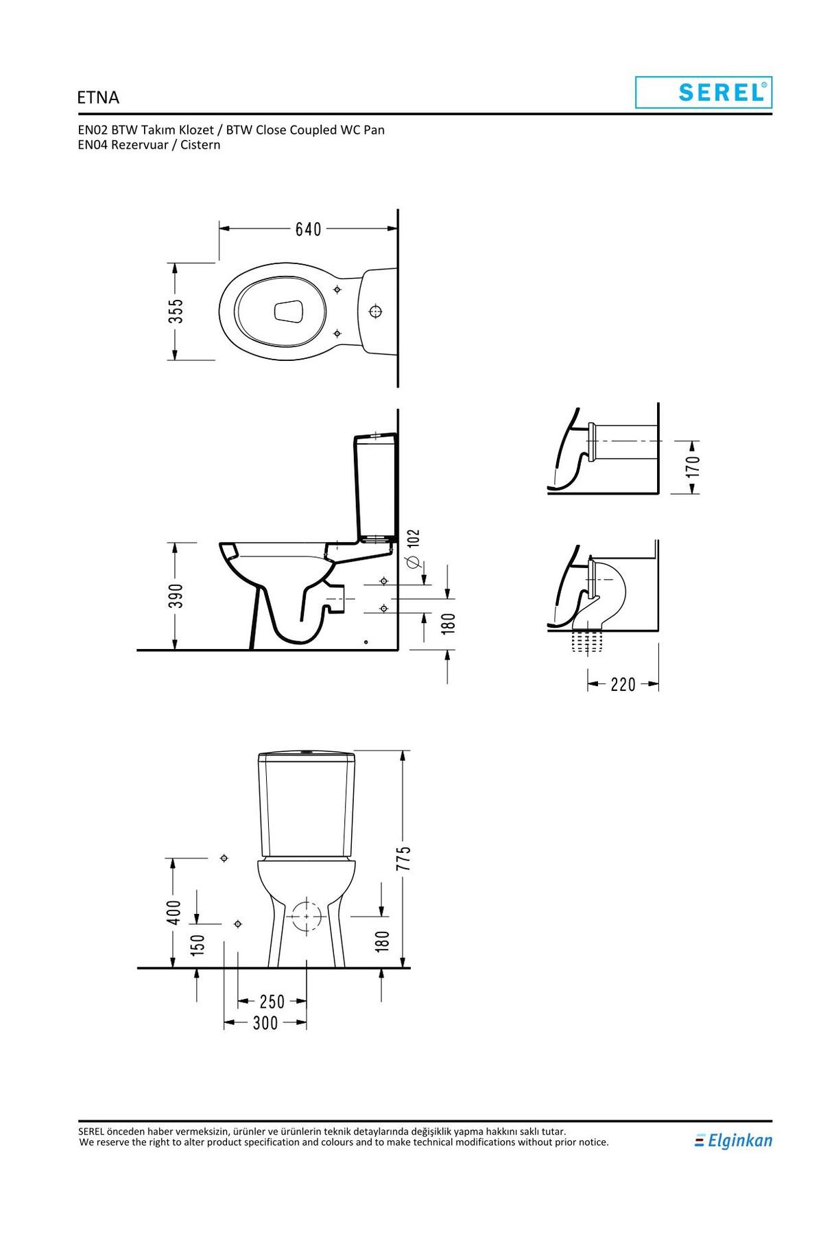 Serel Etna Duvara Sıfır Klozet ve 37 cm Rezervuar EN02+EN04